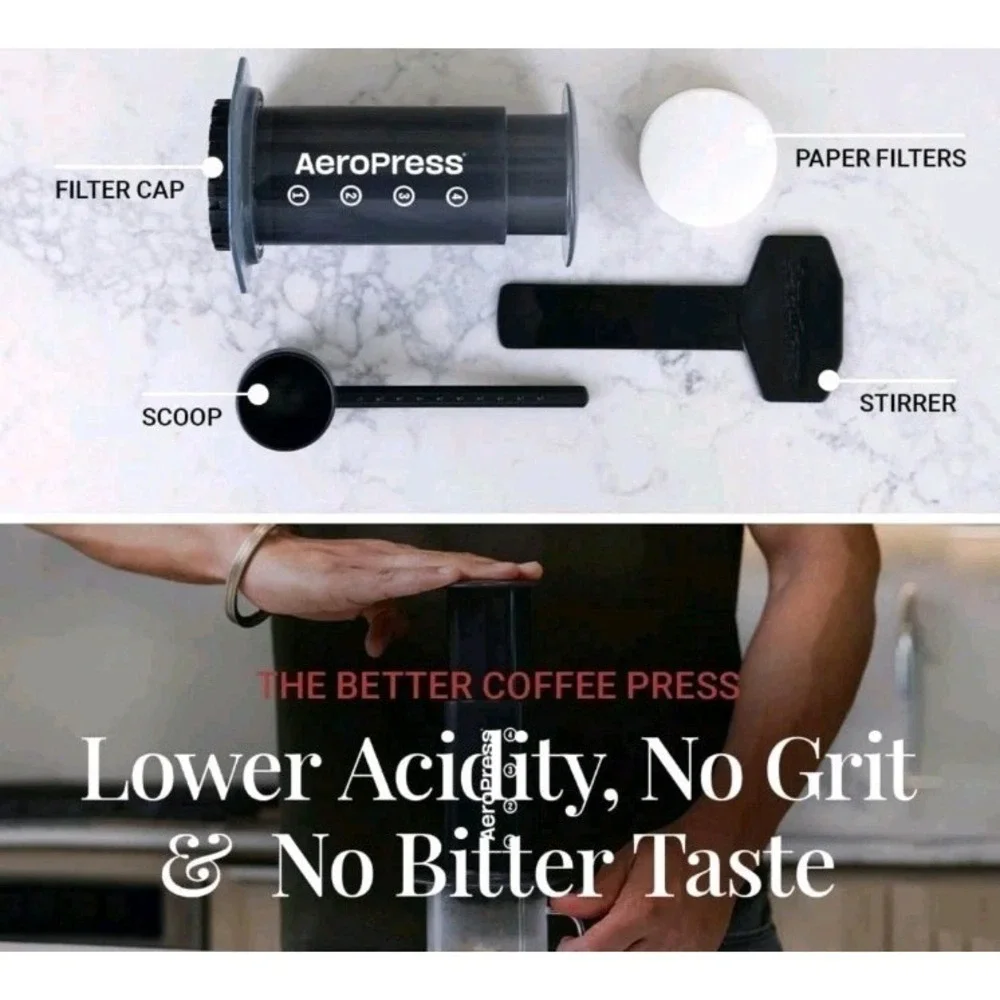 AeroPress Coffee Press, French Press, Pour-Over/Espresso + 350Ex Filters-No Box